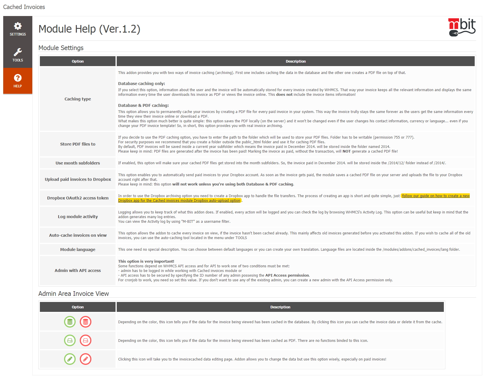 Built-in help and documentation panel